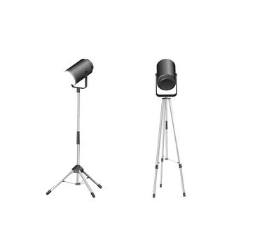 Spotlights set, stage and studio light, realistic hanging lamps. Spot lights and Stock Illustration