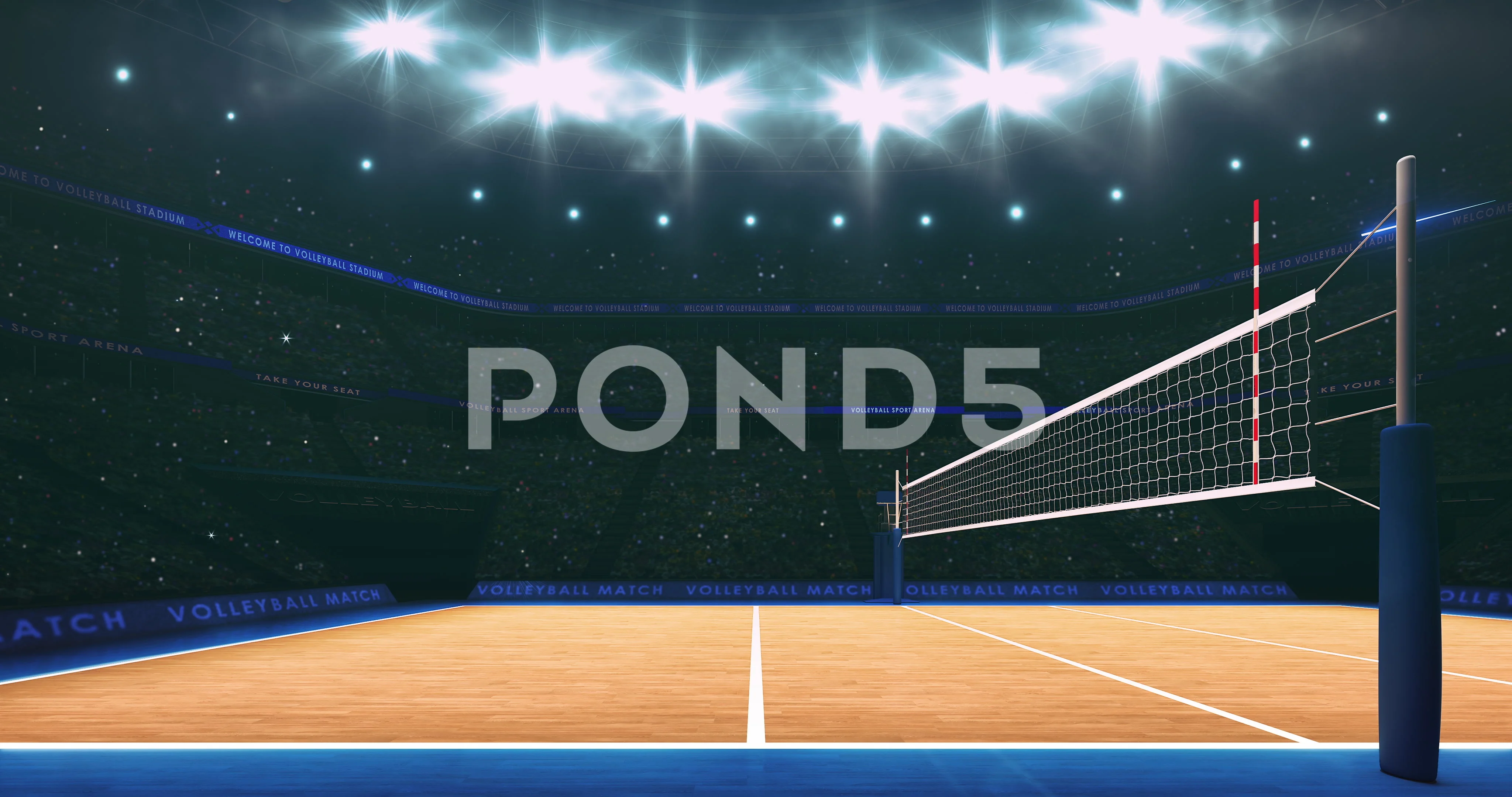 Spotlights shining above the volleyball ... | Stock Video | Pond5