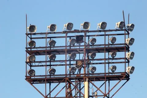 Spotlights at the stadium Stock Photos