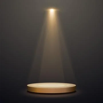 Spotlights With Stage. Gold Light Vector Effect Stock Illustration