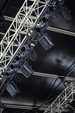 Spotlights on stage Stock Photos