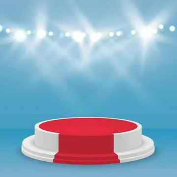 Spotlights With Stage. Round scene with rays and lights. Stock Illustration