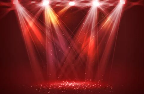 Spotlights on stage with smoke  light Illustrazione stock