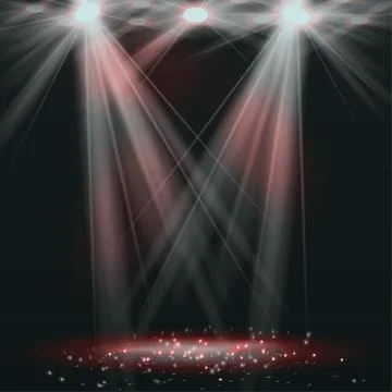 Spotlights on stage with smoke  light Stock Illustration