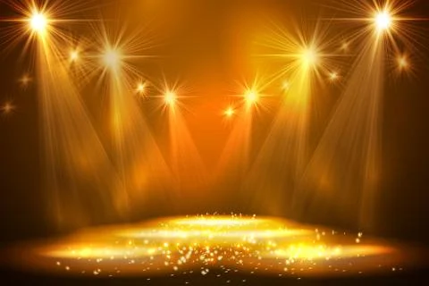 Spotlights on stage with smoke light Stock Illustration