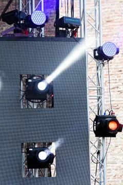 Spotlights on the wall Stock Photos