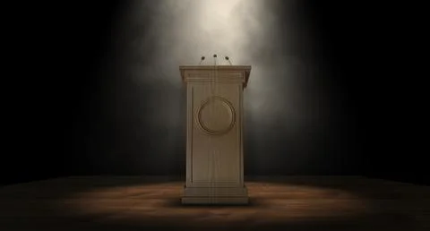 Spotlit press podium Stock Illustration