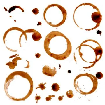 Spots and splashes of coffee isolated Illustrazione stock