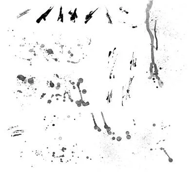 Spots, blobs and splatters on white background Stock Photos