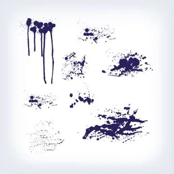 Spots drip streaks splash blots vector set Stock Illustration