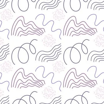 Spots, lines, dots. A seamless vector pattern of minimalist, trendy, hand-drawn Stock Illustration