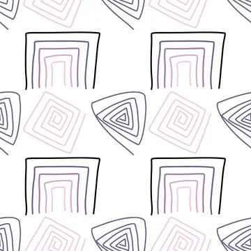 Spots, lines, dots. A seamless vector pattern of minimalist, trendy, hand-drawn Stock Illustration