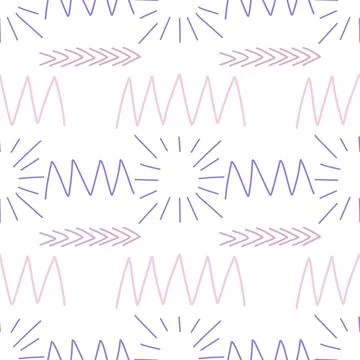 Spots, lines, dots. A seamless vector pattern of minimalist, trendy, hand-drawn Stock Illustration
