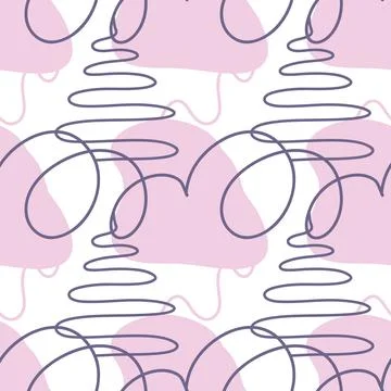 Spots, lines, dots. A seamless vector pattern of minimalist, trendy, hand-drawn Stock Illustration