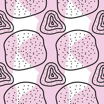 Spots, lines, dots. A seamless vector pattern of minimalist, trendy, hand-drawn Stock Illustration