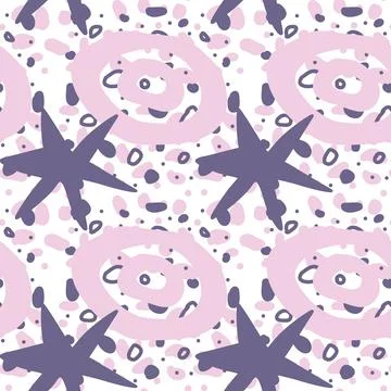 Spots, lines, dots. A seamless vector pattern of minimalist, trendy, hand-drawn Stock Illustration