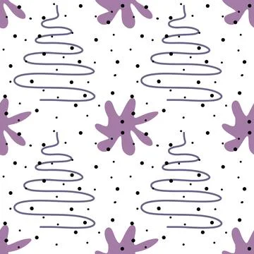 Spots, lines, dots. A seamless vector pattern of minimalist, trendy, hand-drawn Stock Illustration