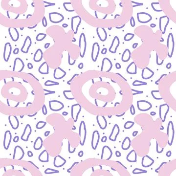 Spots, lines, dots. A seamless vector pattern of minimalist, trendy, hand-drawn Stock Illustration