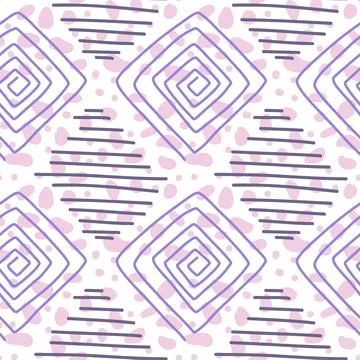 Spots, lines, dots. A seamless vector pattern of minimalist, trendy, hand-drawn Stock Illustration