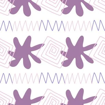 Spots, lines, dots. A seamless vector pattern of minimalist, trendy, hand-drawn Stock Illustration