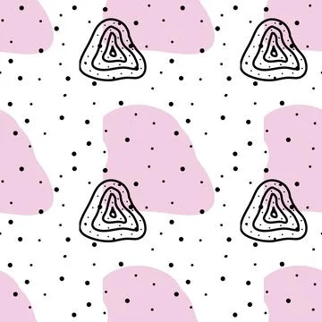 Spots, lines, dots. A seamless vector pattern of minimalist, trendy, hand-drawn Stock Illustration