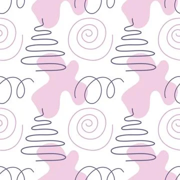 Spots, lines, dots. A seamless vector pattern of minimalist, trendy, hand-drawn Stock Illustration