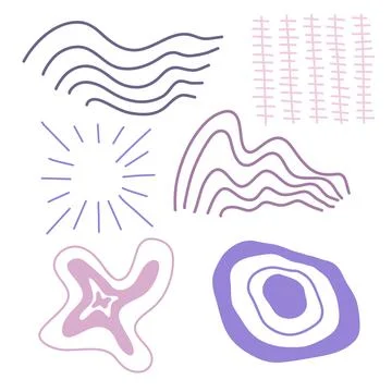 Spots, lines, dots. A vector set of minimalist, trendy, hand-drawn abstract Stock Illustration