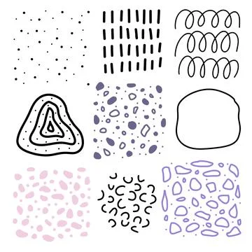 Spots, lines, dots. A vector set of minimalist, trendy, hand-drawn abstract Stock Illustration