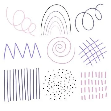Spots, lines, dots. A vector set of minimalist, trendy, hand-drawn abstract Stock Illustration