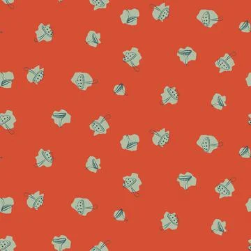 Spots with toadstool sketches pattern in red Stock Illustration