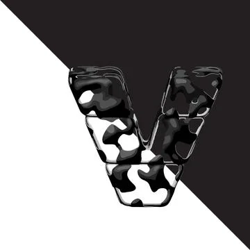 Spotted 3d symbol with a transparent background. letter v Stock Illustration