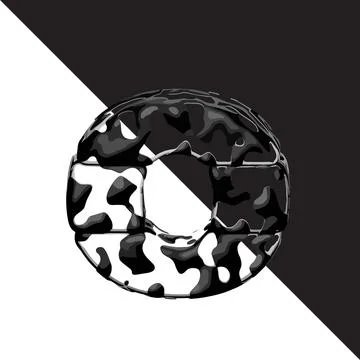 Spotted 3d symbol with a transparent background. letter o Stock Illustration