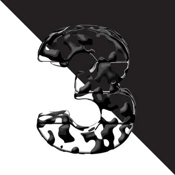 Spotted 3d symbol with a transparent background. number 3 Stock-Illustration