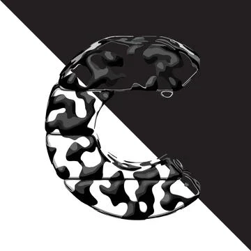 Spotted 3d symbol with a transparent background. letter c Stock Illustration