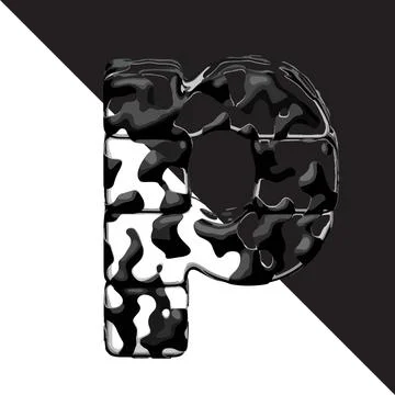 Spotted 3d symbol with a transparent background. letter p Illustrazione stock