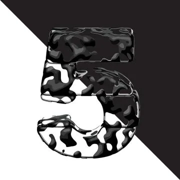 Spotted 3d symbol with a transparent background. number 5 Stock Illustration