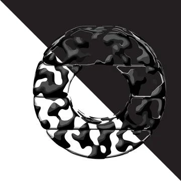 Spotted 3d symbol with a transparent background. letter o Stock Illustration