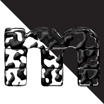 Spotted 3d symbol with a transparent background. letter m Stock Illustration