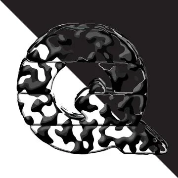 Spotted 3d symbol with a transparent background. letter q Illustrazione stock
