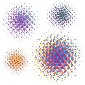 Spotted flash pop art halftone 4 backgrounds set stock vector Stock Illustration