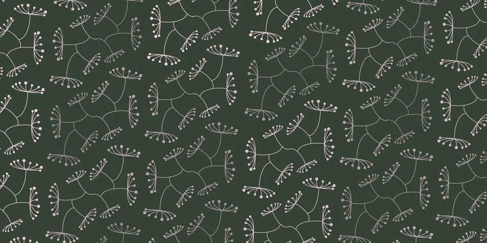 Spotted Flowers Pattern, Colored in Various Shades of Green and White - Ret.. Stock Illustration
