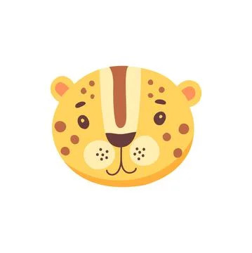 Spotted leopard, gerard wild cat face head mask Stock Illustration