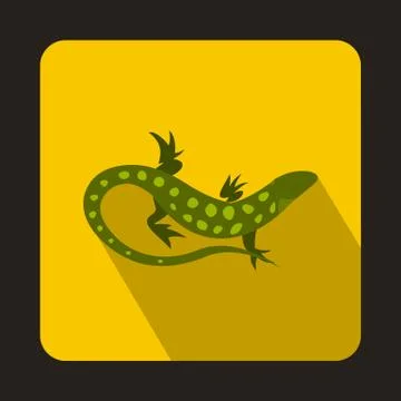 Spotted lizard icon, flat style Stock Illustration