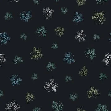 Spotted orchids seamless vector pattern on black Stock Illustration