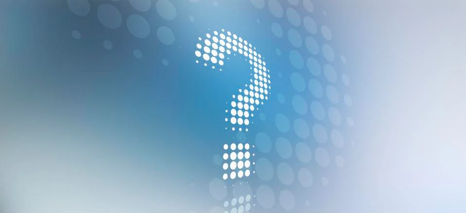Spotted question mark against a background of blue and grey light Stock Illustration