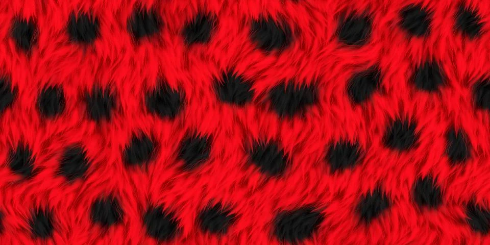 Spotted red black wool texture. Fur background. Warm surface. Hairy pattern.. Stock Illustration