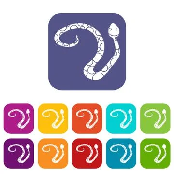 Spotted snake icons set flat 스톡 일러스트