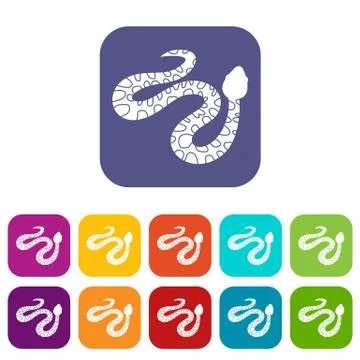 Spotted snake icons set flat Illustration