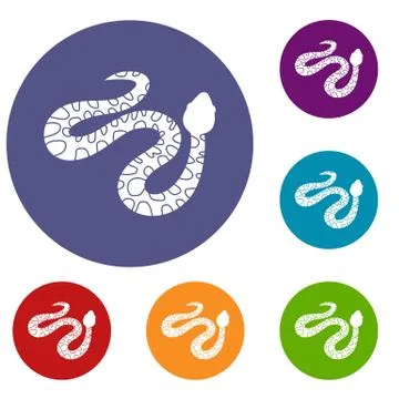 Spotted snake icons set 스톡 일러스트