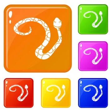 Spotted snake icons set vector color Stock Illustration